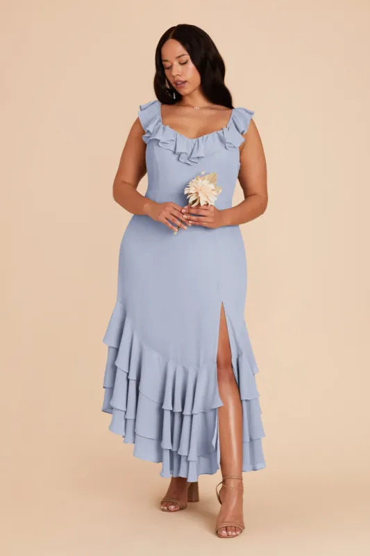 Ginny Chiffon Dress - Dusty Blue sold by Birdy Grey