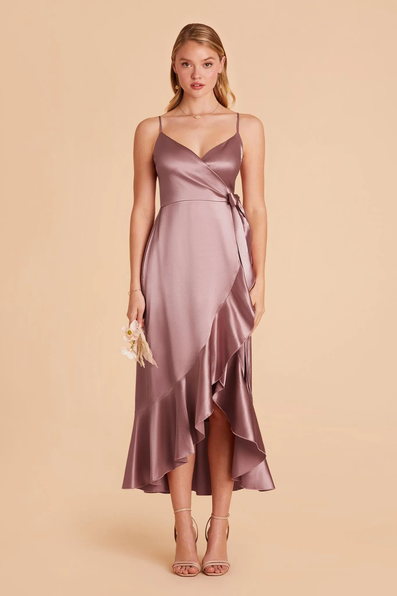 YC Shiny Satin Midi Dress - Dark Mauve sold by Birdy Grey product image thumbnail 2