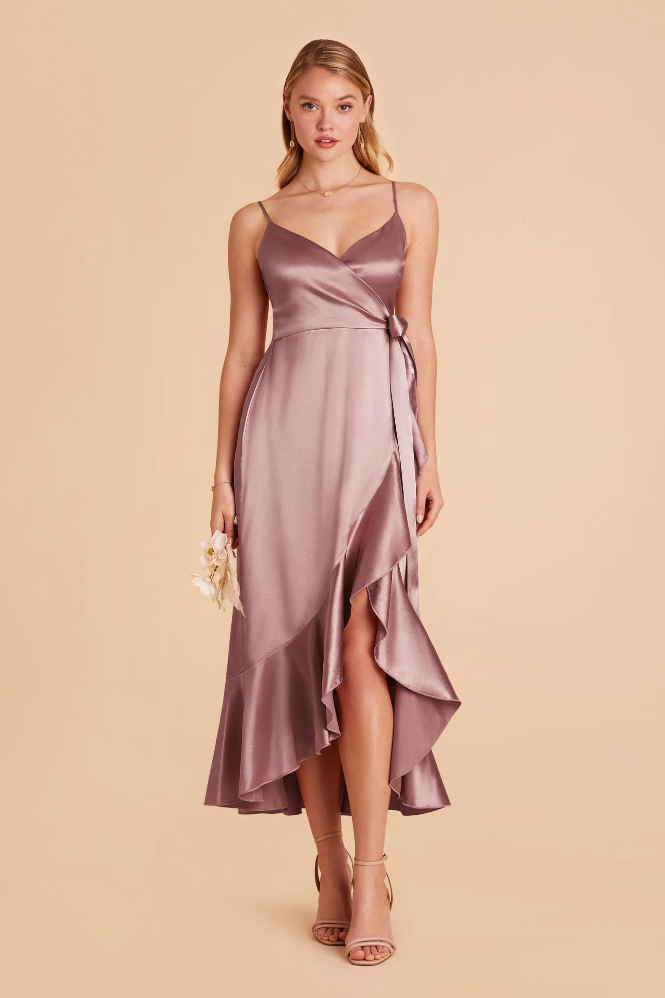 YC Shiny Satin Midi Dress - Dark Mauve sold by Birdy Grey product image thumbnail 4