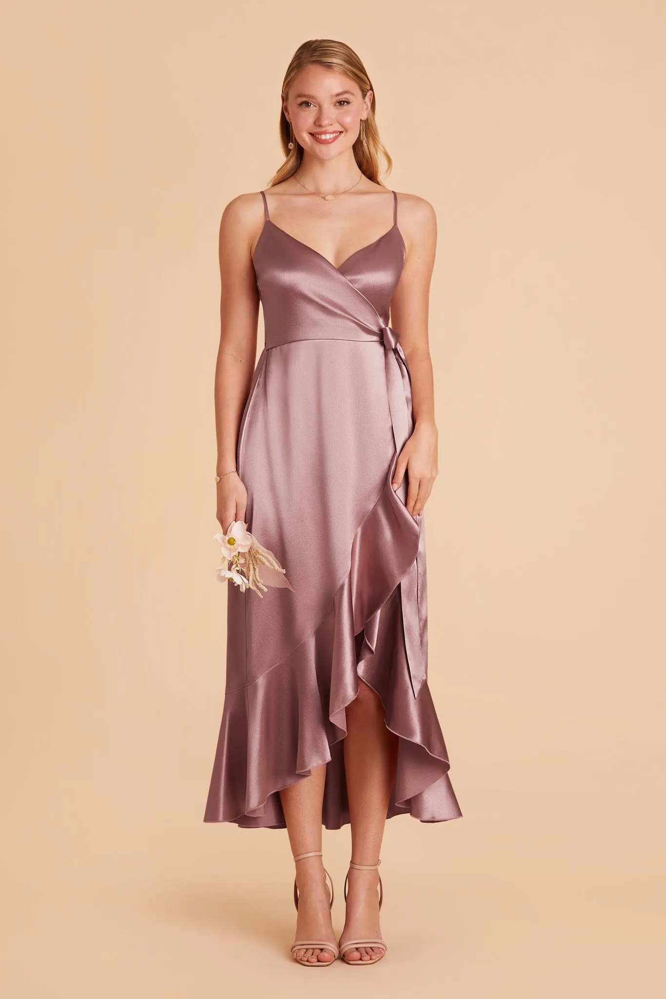 YC Shiny Satin Midi Dress - Dark Mauve sold by Birdy Grey product image thumbnail 3