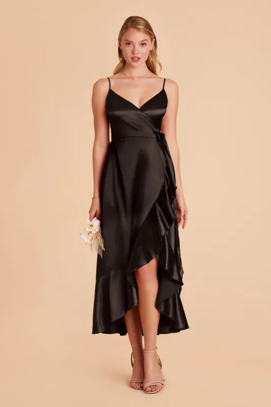 YC Shiny Satin Midi Dress - Black sold by Birdy Grey
