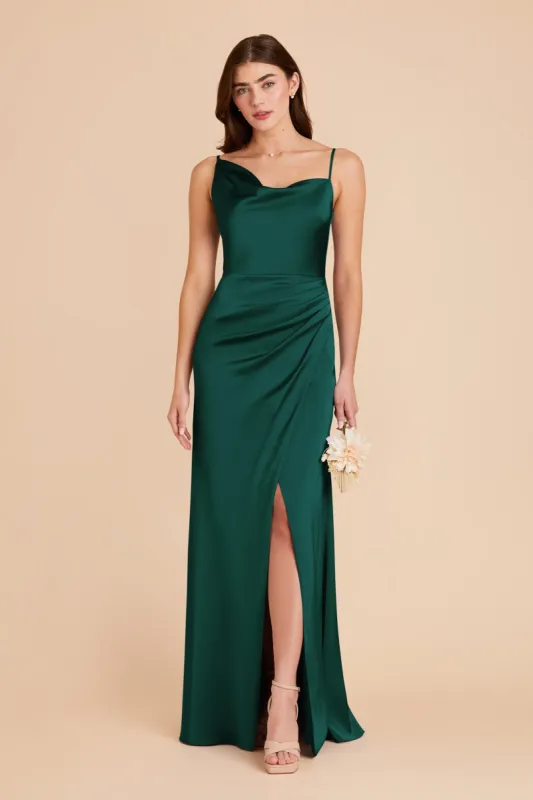 Jennifer Matte Satin Dress - Emerald sold by Birdy Grey