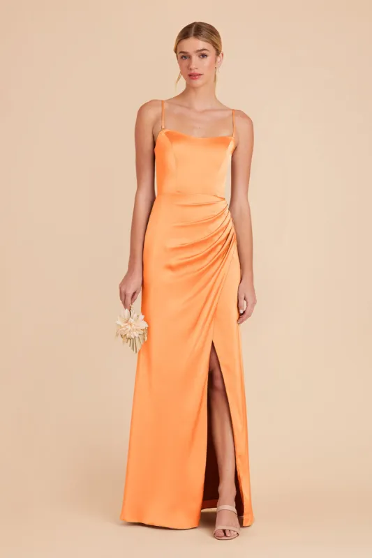 Anne Matte Satin Dress - Apricot sold by Birdy Grey