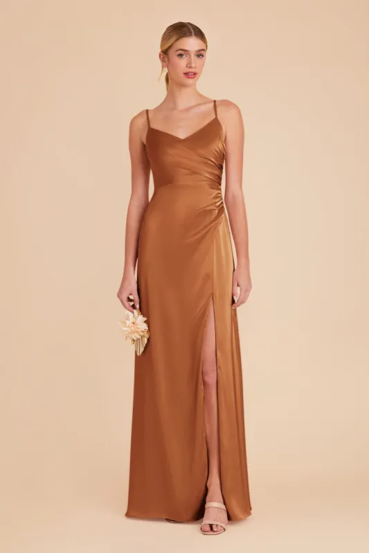 Catherine Matte Satin Dress - Rust sold by Birdy Grey