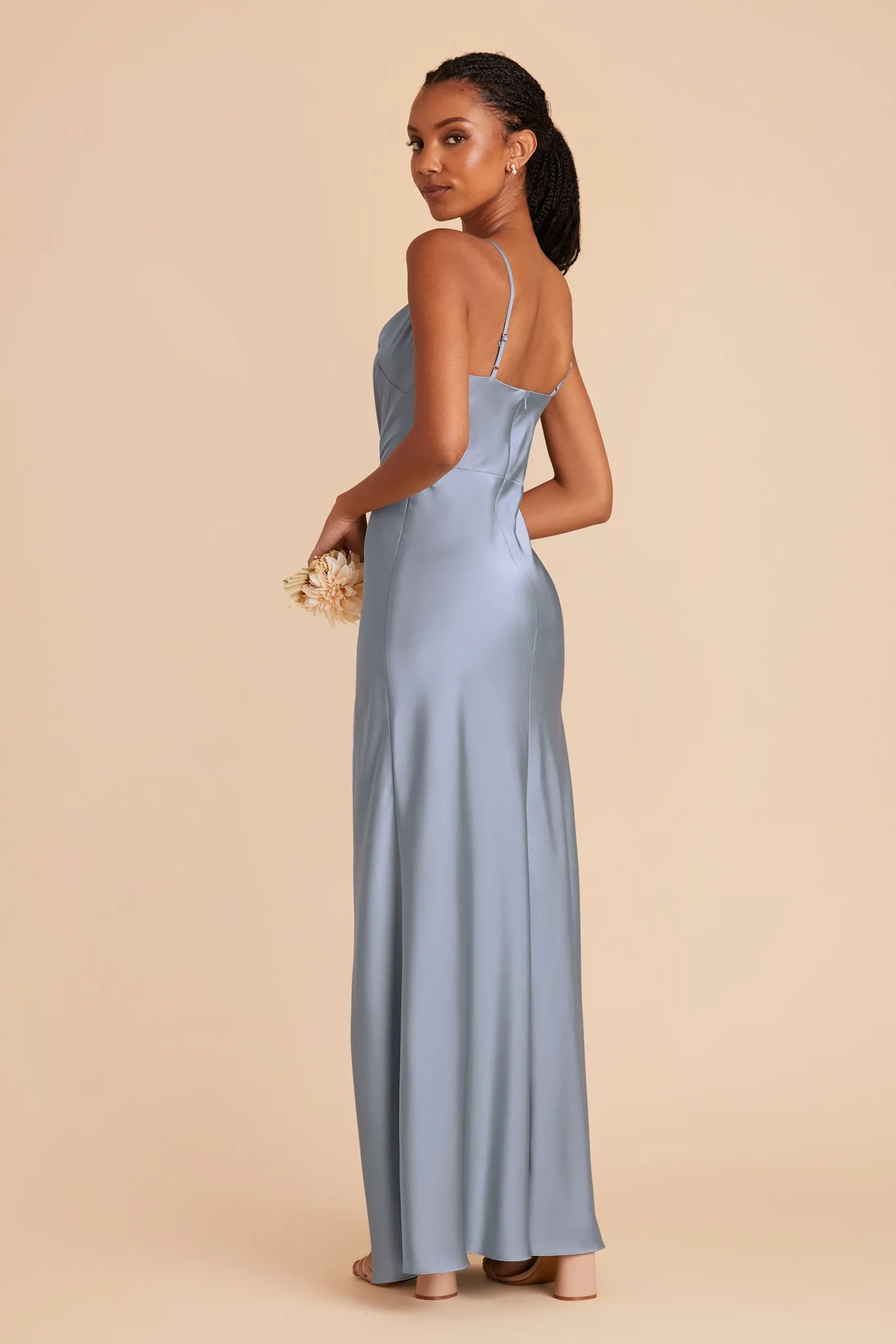 Lisa Long Matte Satin Dress - Dusty Blue sold by Birdy Grey product image thumbnail 4