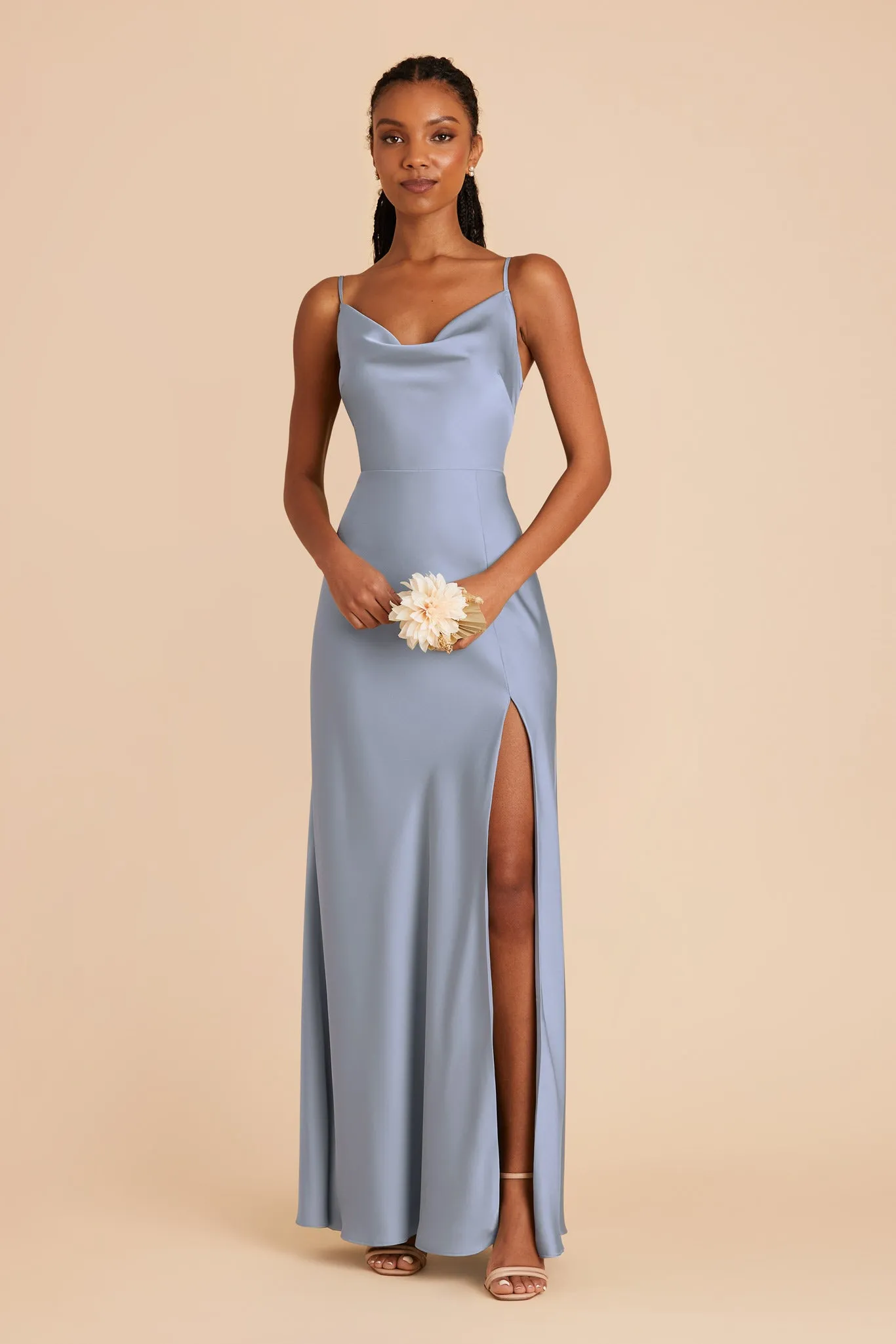 Lisa Long Matte Satin Dress - Dusty Blue sold by Birdy Grey product image thumbnail 3