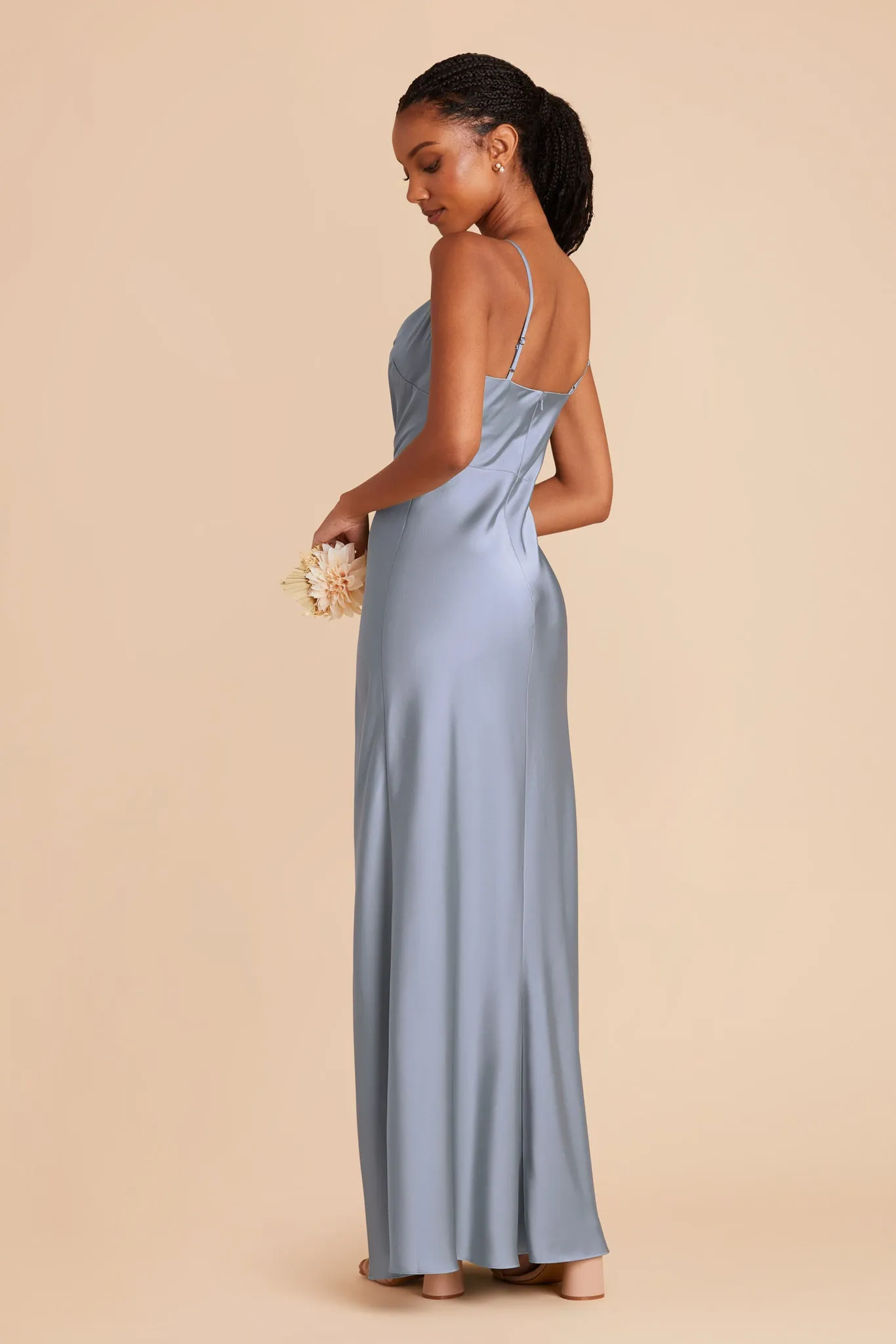 Lisa Long Matte Satin Dress - Dusty Blue sold by Birdy Grey product image thumbnail 5