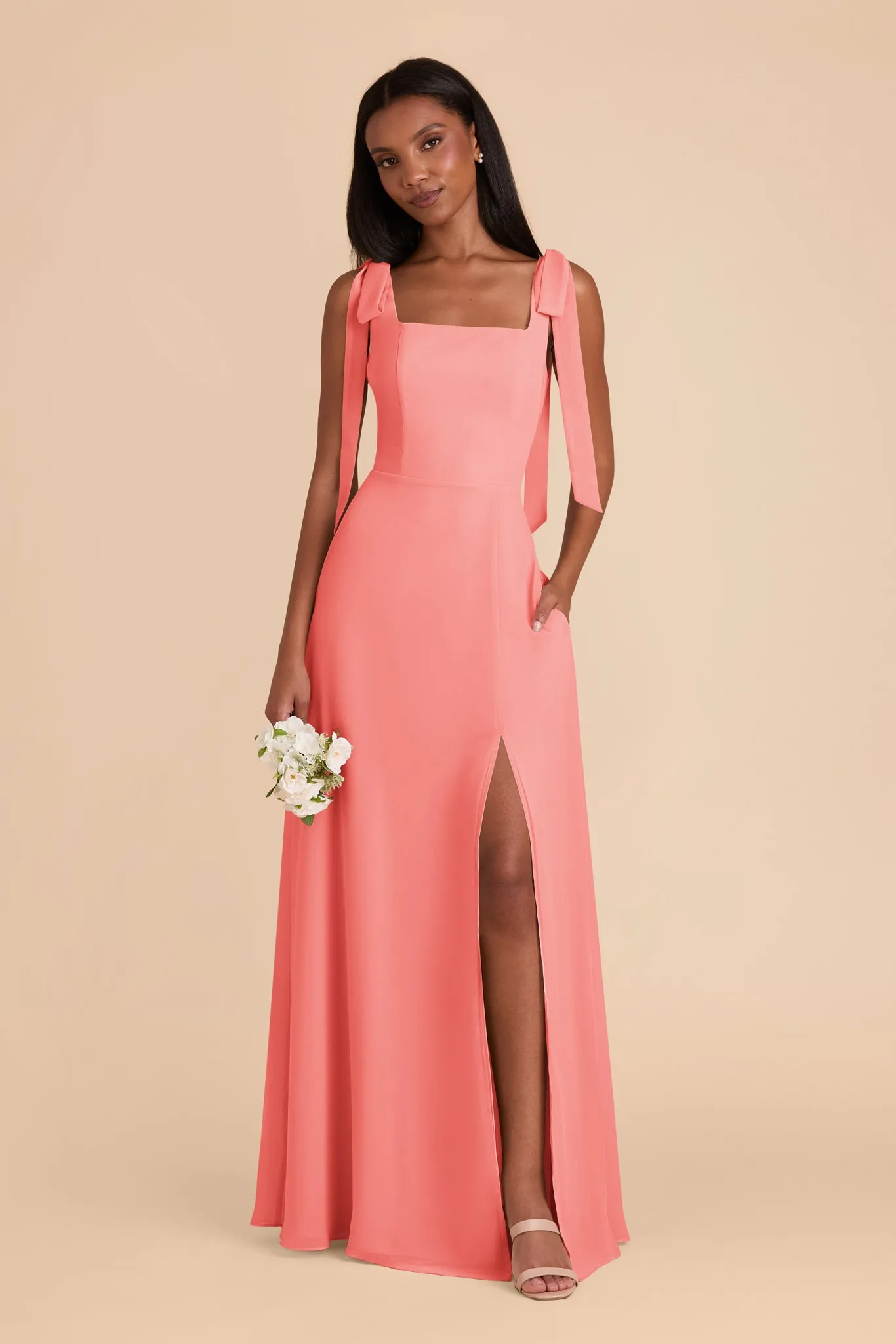 Alex Convertible Dress Chiffon - Coral Pink sold by Birdy Grey product image thumbnail 4