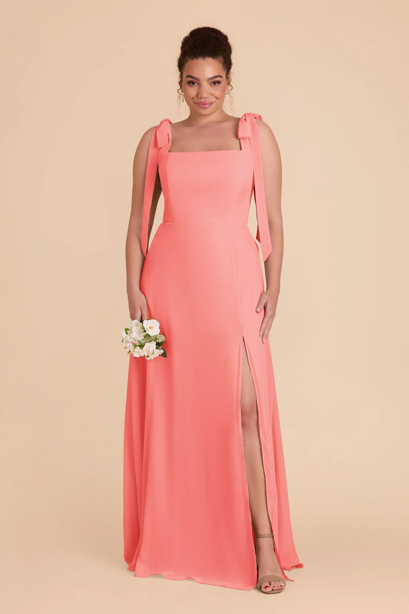 Alex Convertible Dress Chiffon - Coral Pink sold by Birdy Grey