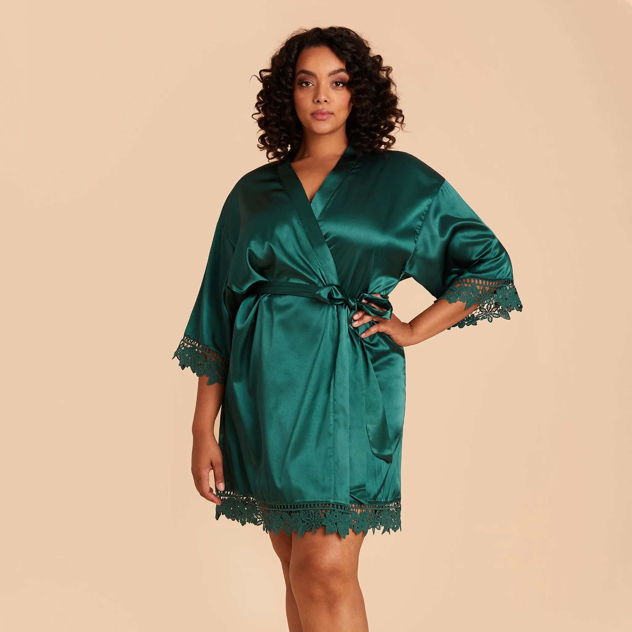 Claudine Lace Robe - Emerald sold by Birdy Grey