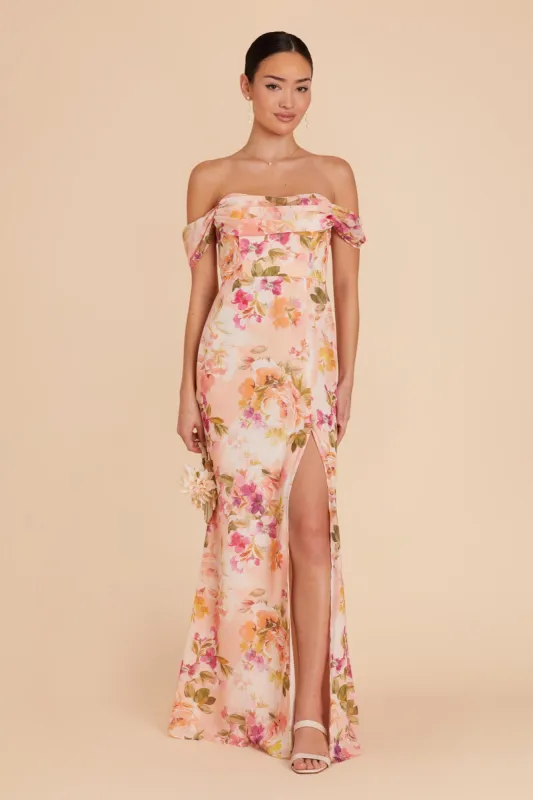 Mira Convertible Dress - Coral Sunset Peonies sold by Birdy Grey