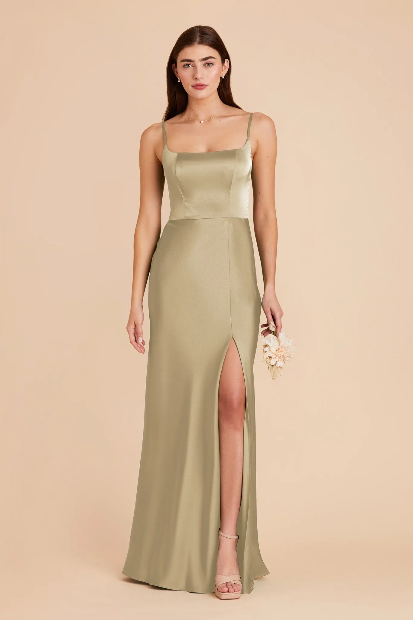 Mai Matte Satin Dress - Moss Green sold by Birdy Grey