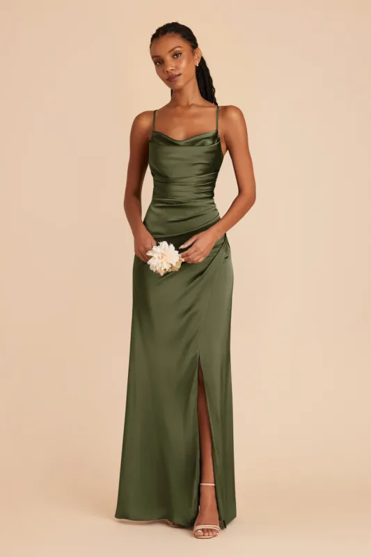 Lydia Matte Satin Dress - Olive sold by Birdy Grey
