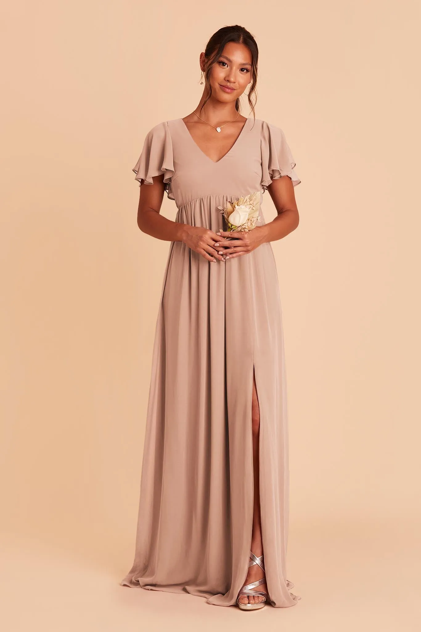 Hannah Empire Dress - Taupe sold by Birdy Grey
