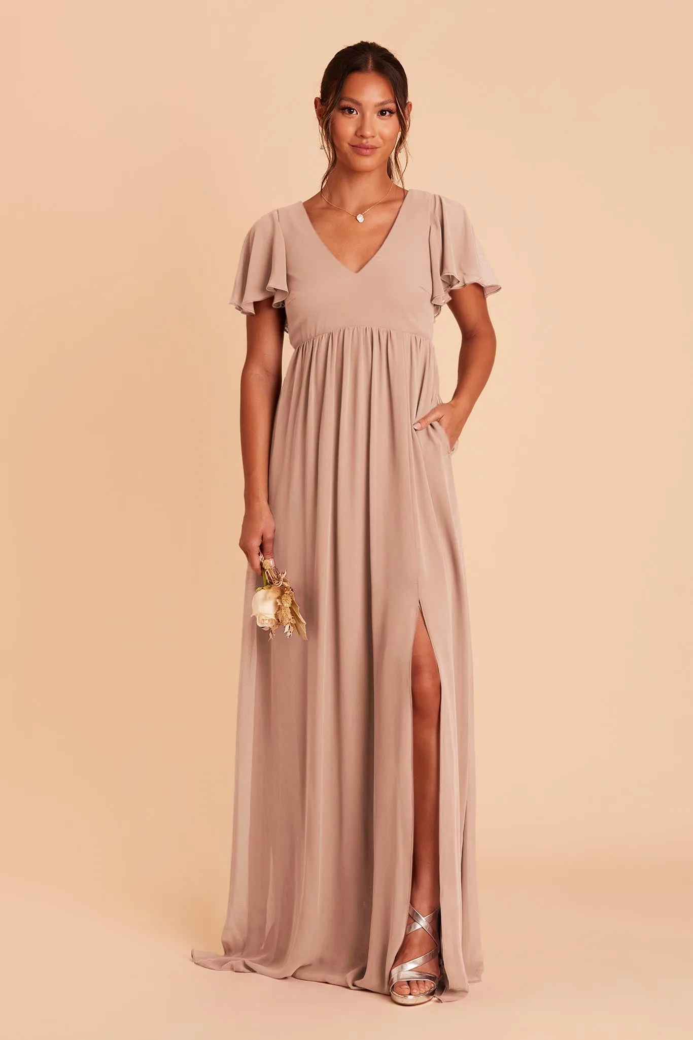 Hannah Empire Dress - Taupe sold by Birdy Grey product image thumbnail 4