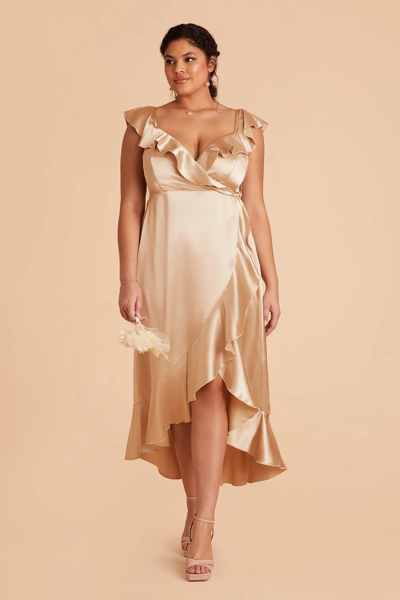 James Shiny Satin Midi Dress - Gold sold by Birdy Grey product image thumbnail 2