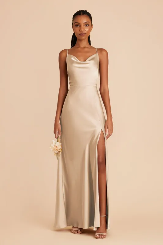 Lisa Long Matte Satin Dress - Gold sold by Birdy Grey