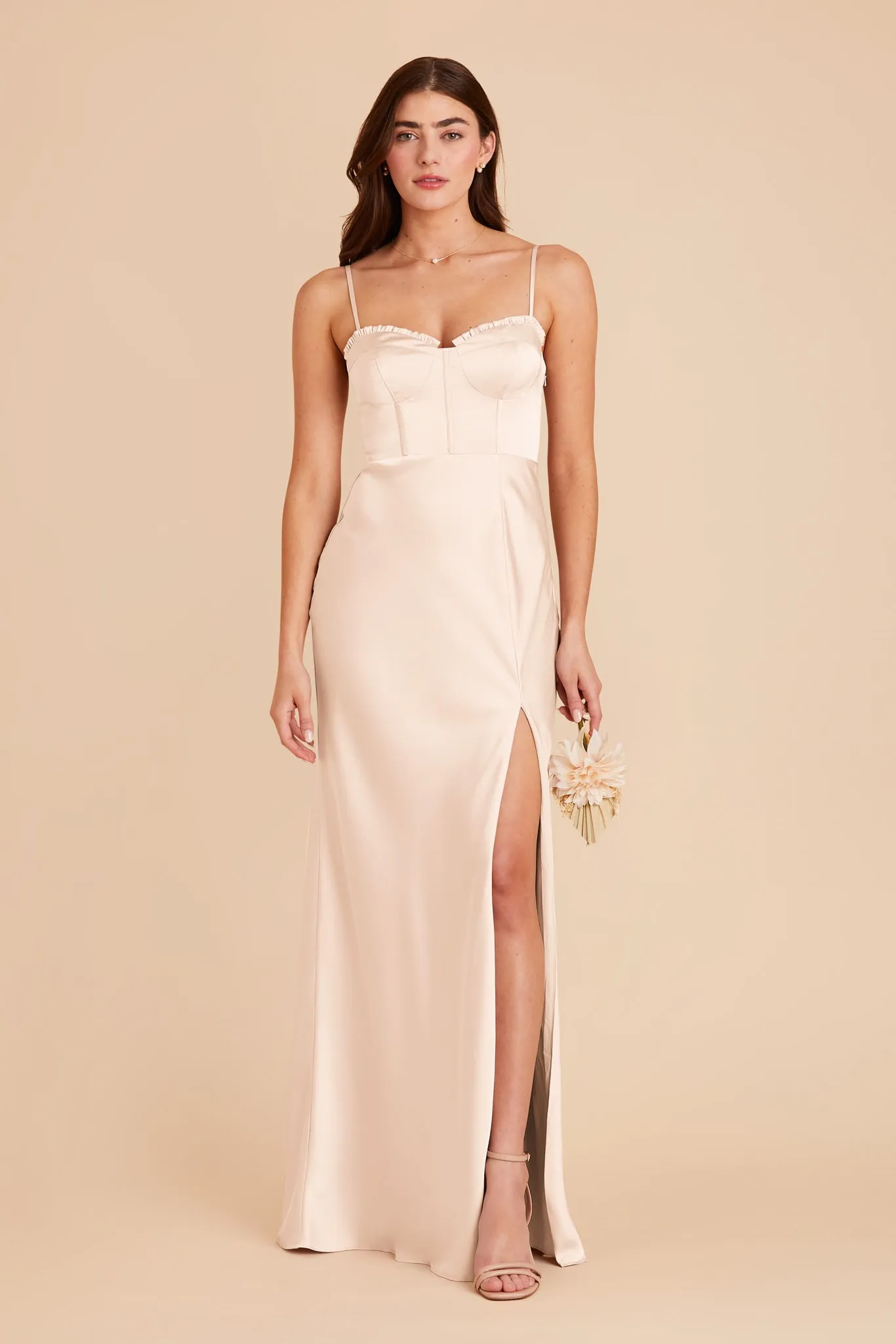Jessica Matte Satin Dress - Champagne sold by Birdy Grey