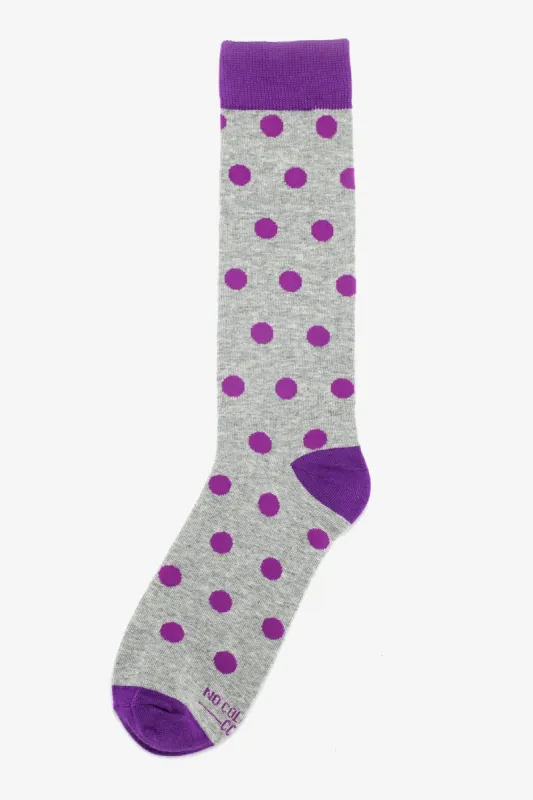 Polka Dot Groomsmen Socks By No Cold Feet - Purple sold by Birdy Grey