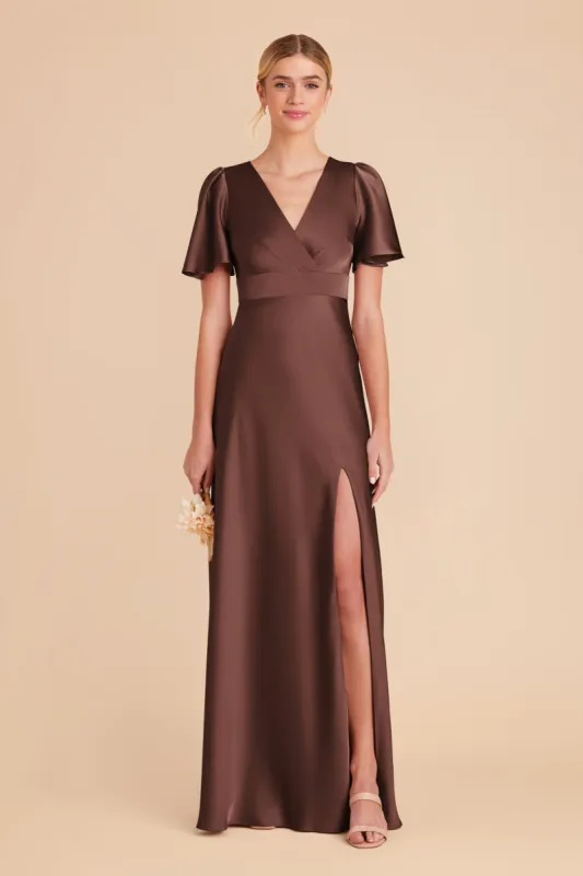 Marni Matte Satin Dress - Chocolate Brown sold by Birdy Grey