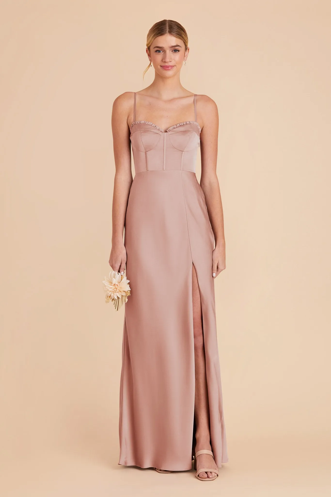 Jessica Matte Satin Dress - English Rose sold by Birdy Grey