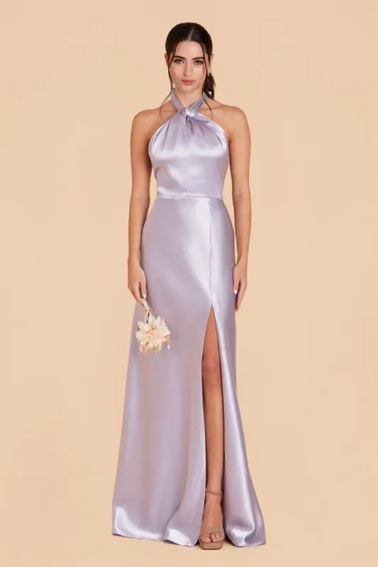 Monica Shiny Satin Dress - Dusty Lilac sold by Birdy Grey