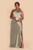 Monica Shiny Satin Dress - Moss Green sold by Birdy Grey