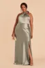 Monica Shiny Satin Dress - Moss Green sold by Birdy Grey