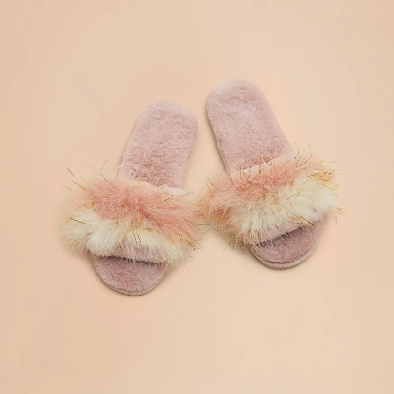 Fluffy Feather Slippers - Blush sold by Birdy Grey