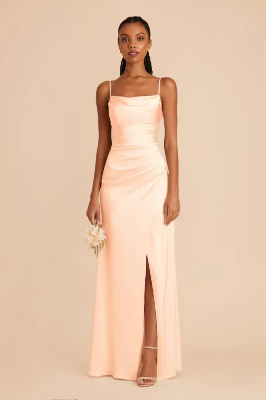 Lydia Matte Satin Dress - Peach Cream sold by Birdy Grey