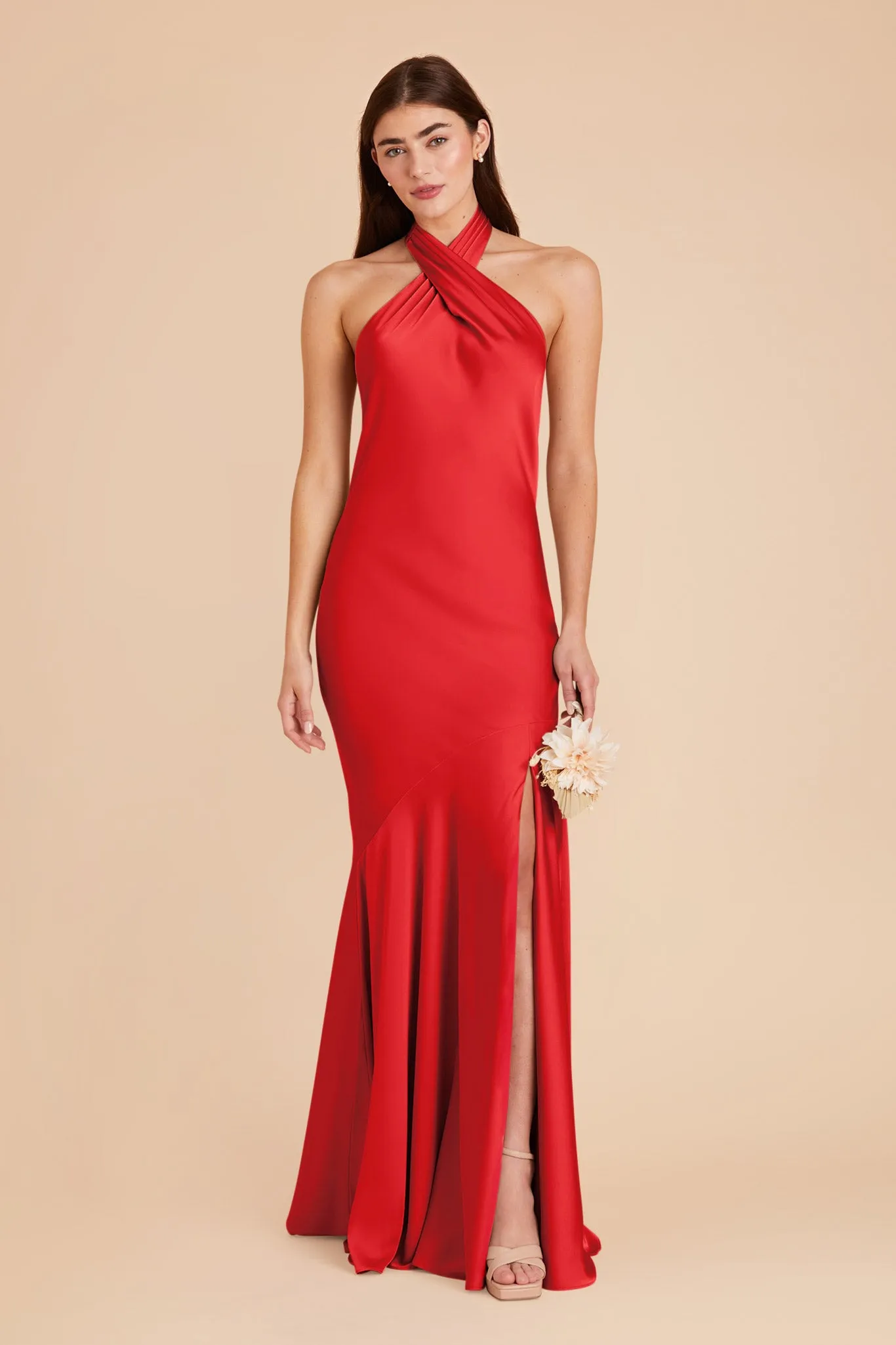Stephanie Matte Satin Dress - Ruby Red sold by Birdy Grey
