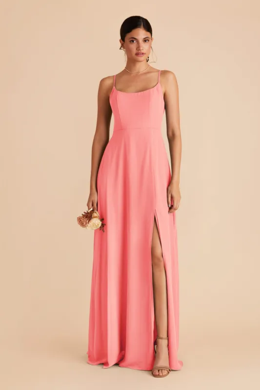 Amy Chiffon Dress - Coral Pink sold by Birdy Grey
