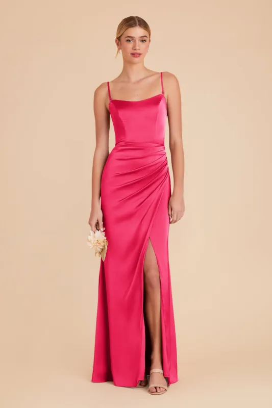 Anne Matte Satin Dress - Fuchsia sold by Birdy Grey