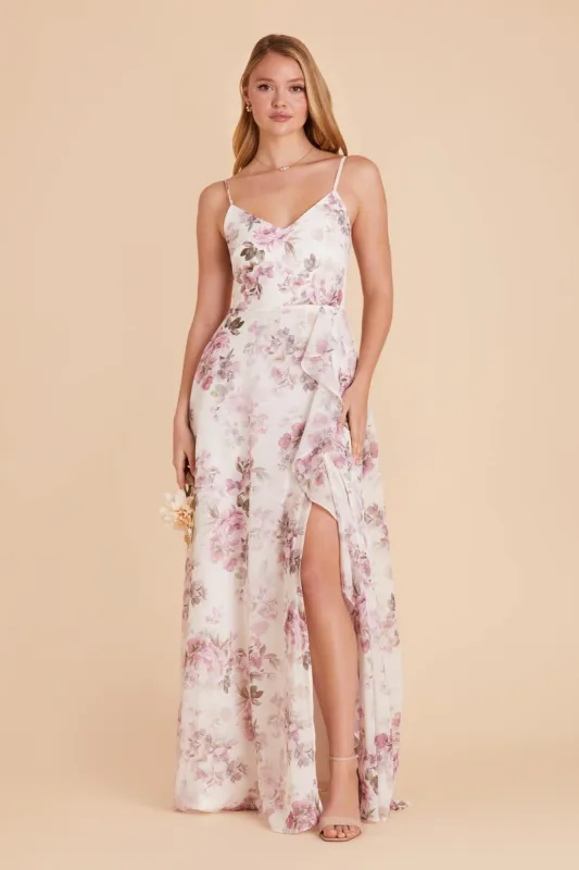 Theresa Chiffon Dress - Dusty Pink Peonies sold by Birdy Grey