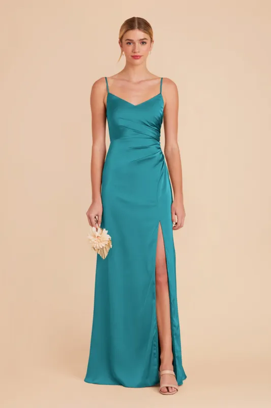 Catherine Matte Satin Dress - Teal sold by Birdy Grey