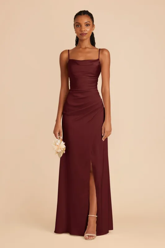 Lydia Matte Satin Dress - Cabernet sold by Birdy Grey