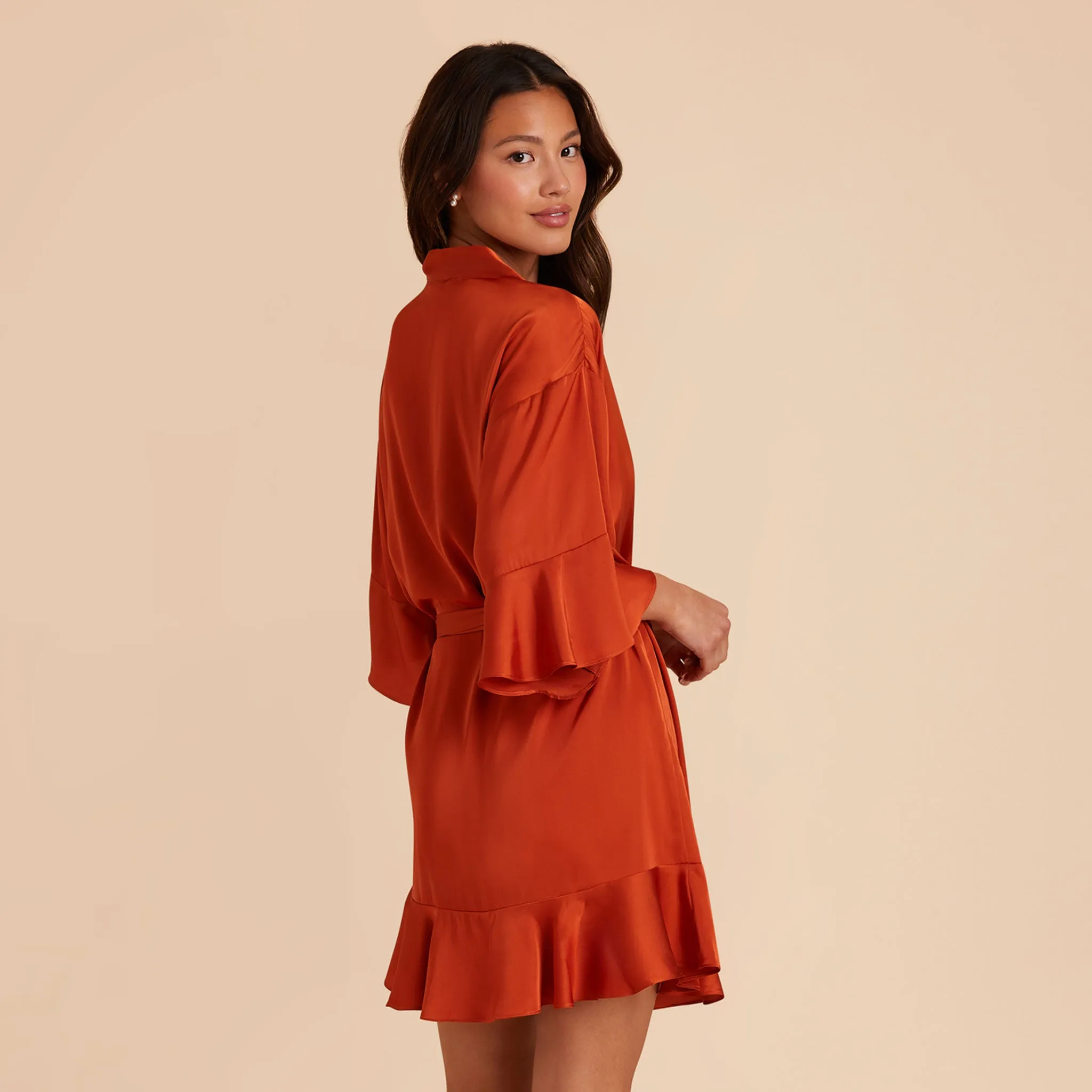 Kenny Ruffle Satin Robe - Terracotta sold by Birdy Grey product image thumbnail 5