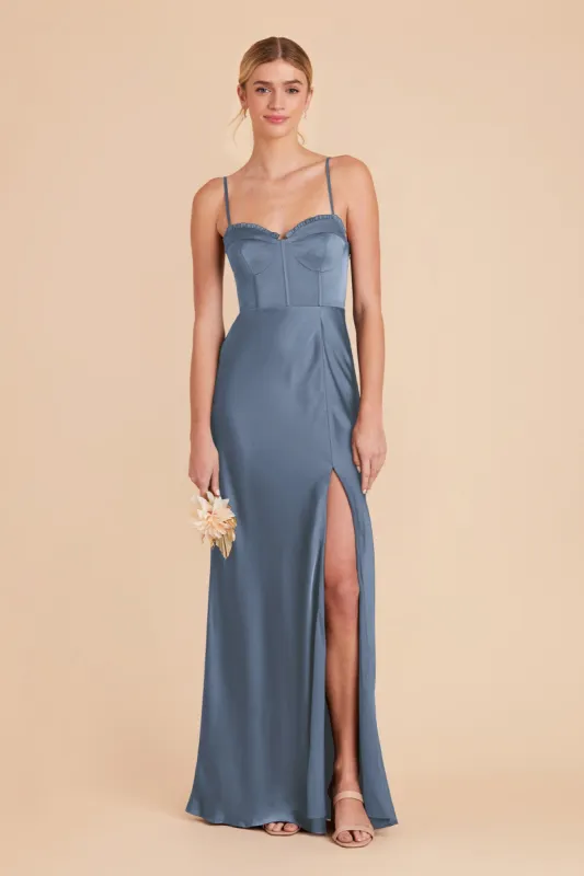 Jessica Matte Satin Dress - French Blue sold by Birdy Grey
