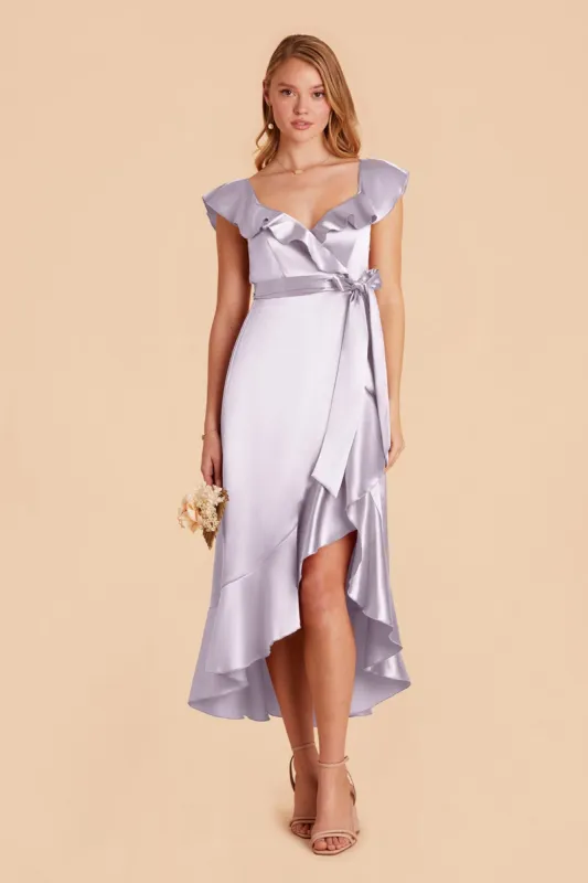 James Shiny Satin Midi Dress - Dusty Lilac sold by Birdy Grey