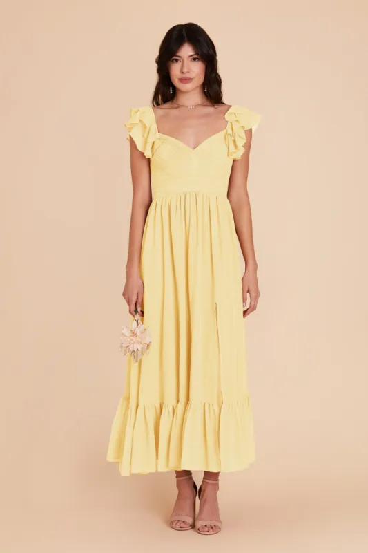 Michelle Chiffon Dress - Lemon Sorbet sold by Birdy Grey