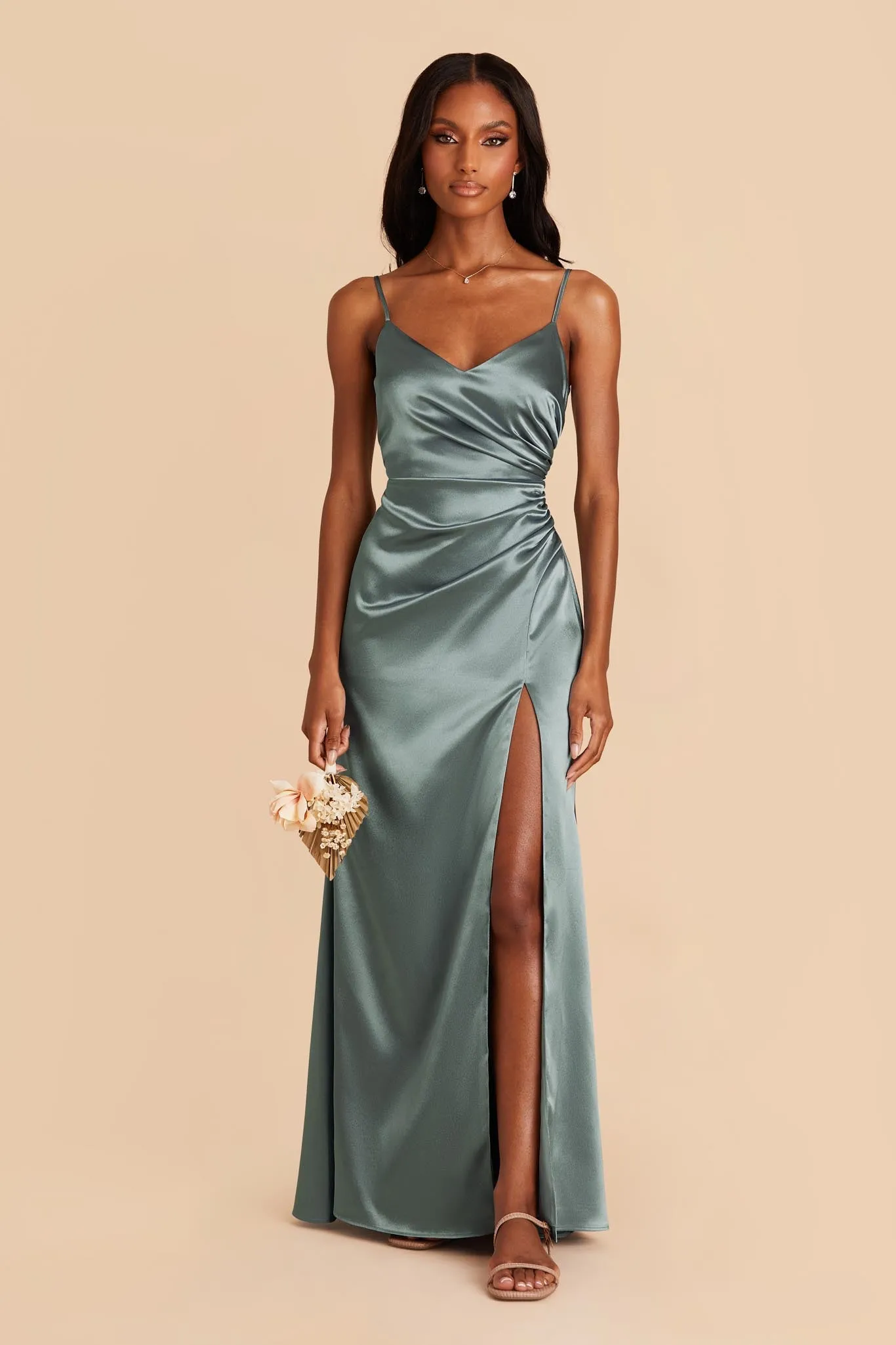 Catherine Shiny Satin Dress - Sea Glass sold by Birdy Grey product image thumbnail 2