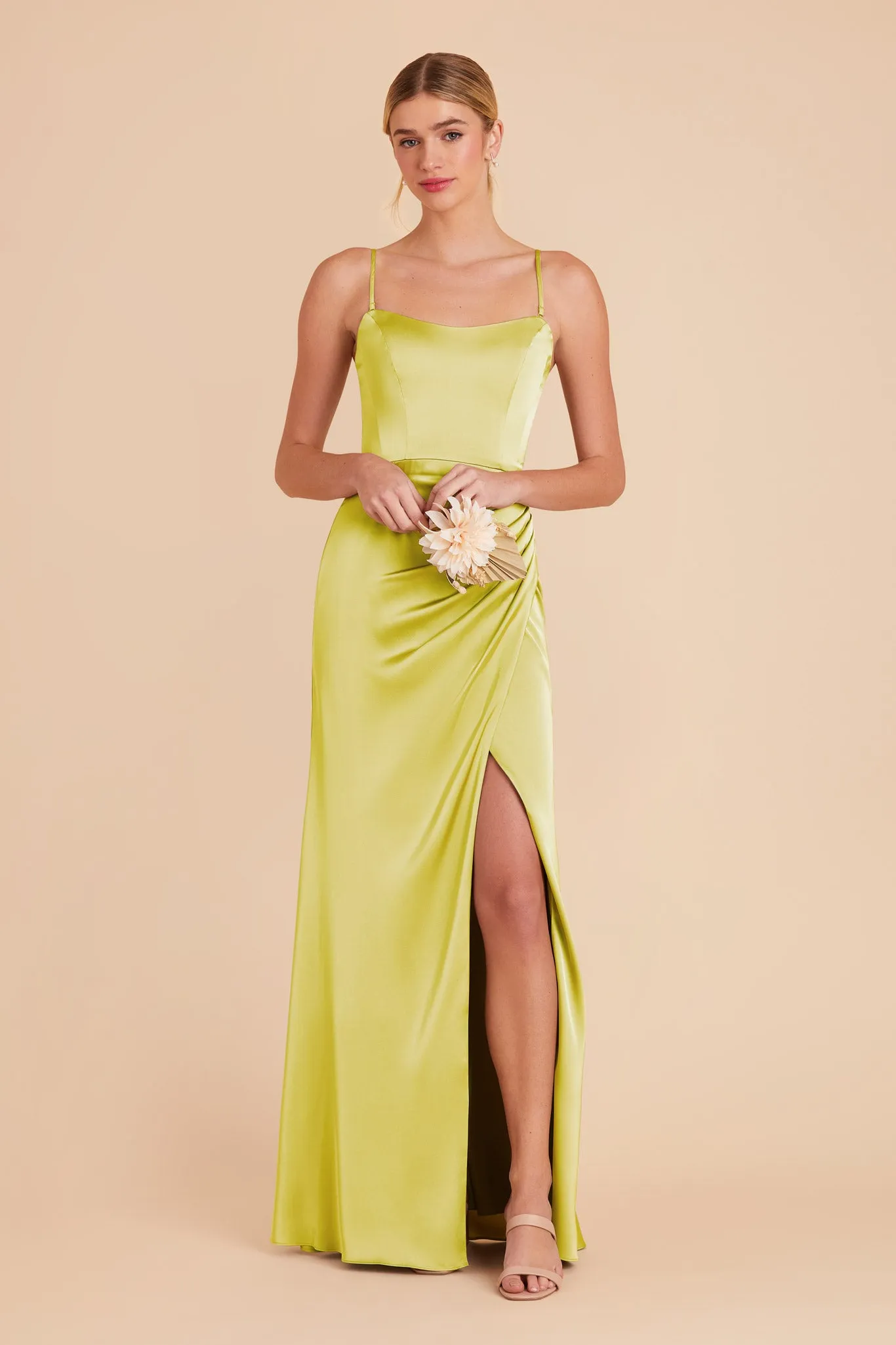 Anne Matte Satin Dress - Chartreuse sold by Birdy Grey product image thumbnail 3