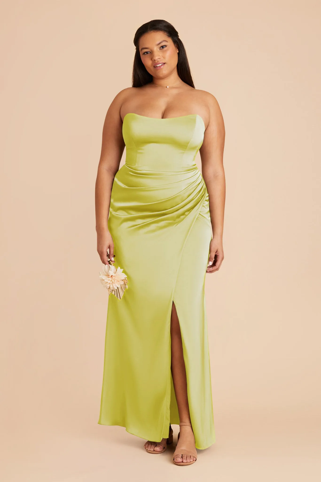 Anne Matte Satin Dress - Chartreuse sold by Birdy Grey product image thumbnail 2