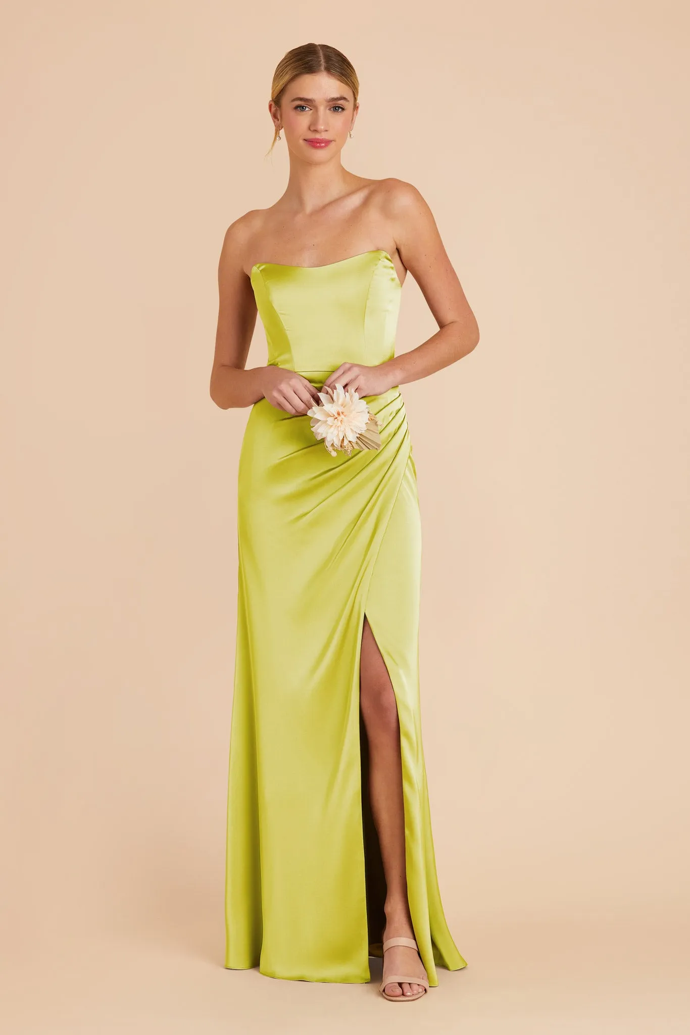 Anne Matte Satin Dress - Chartreuse sold by Birdy Grey product image thumbnail 5