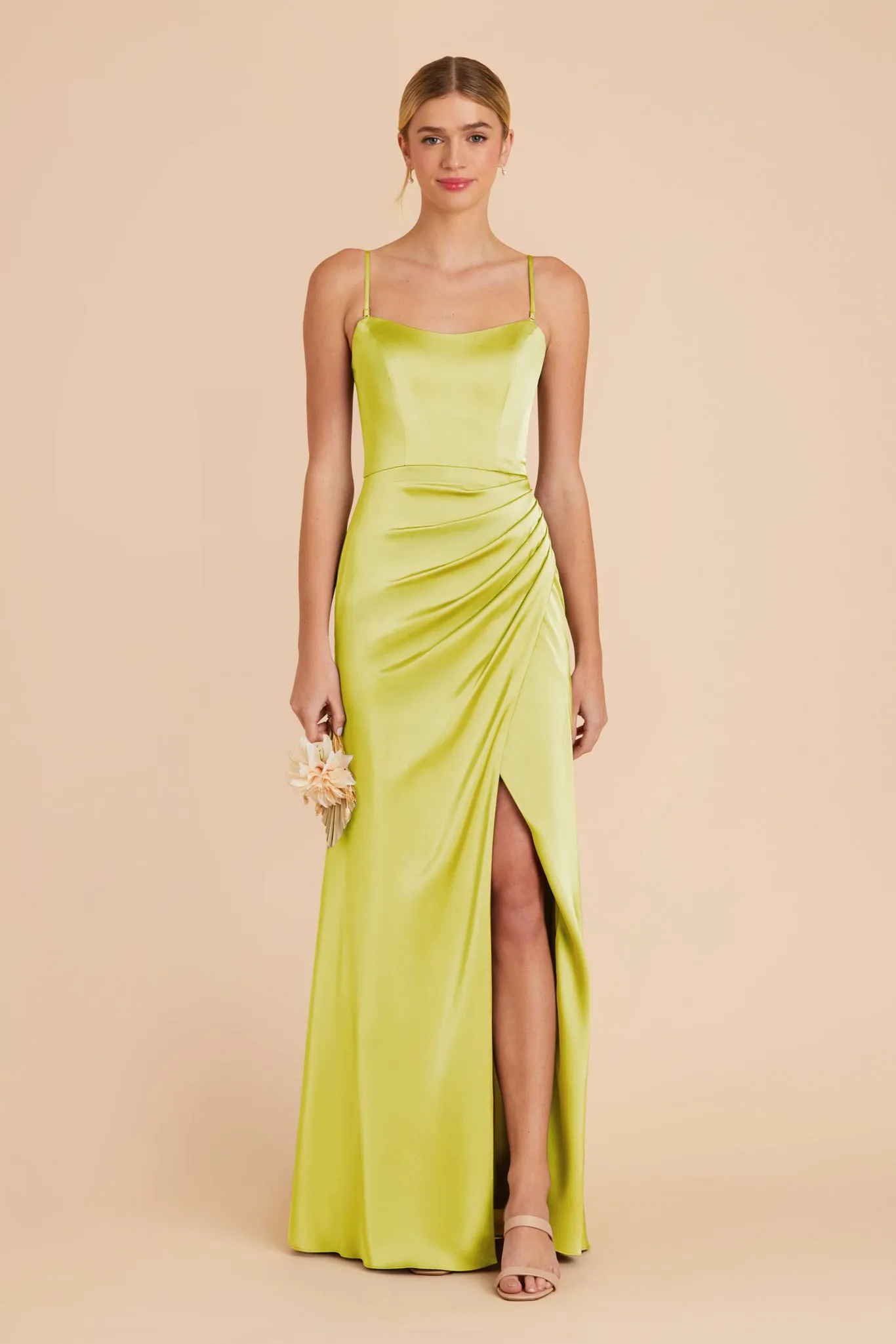 Anne Matte Satin Dress - Chartreuse sold by Birdy Grey product image thumbnail 4