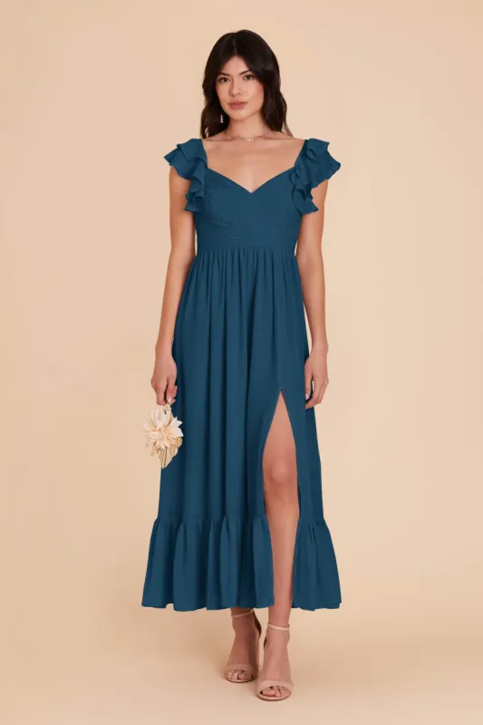 Michelle Chiffon Dress - Ocean Blue sold by Birdy Grey