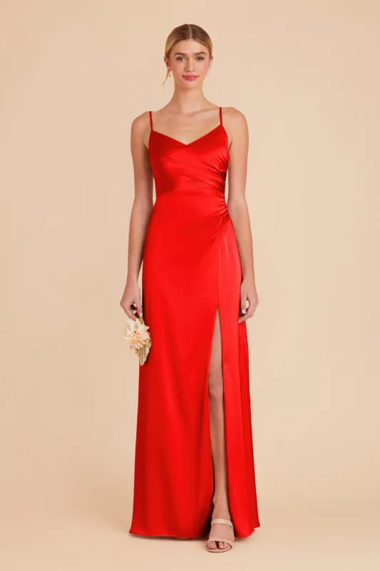 Catherine Matte Satin Dress - Lipstick Red sold by Birdy Grey