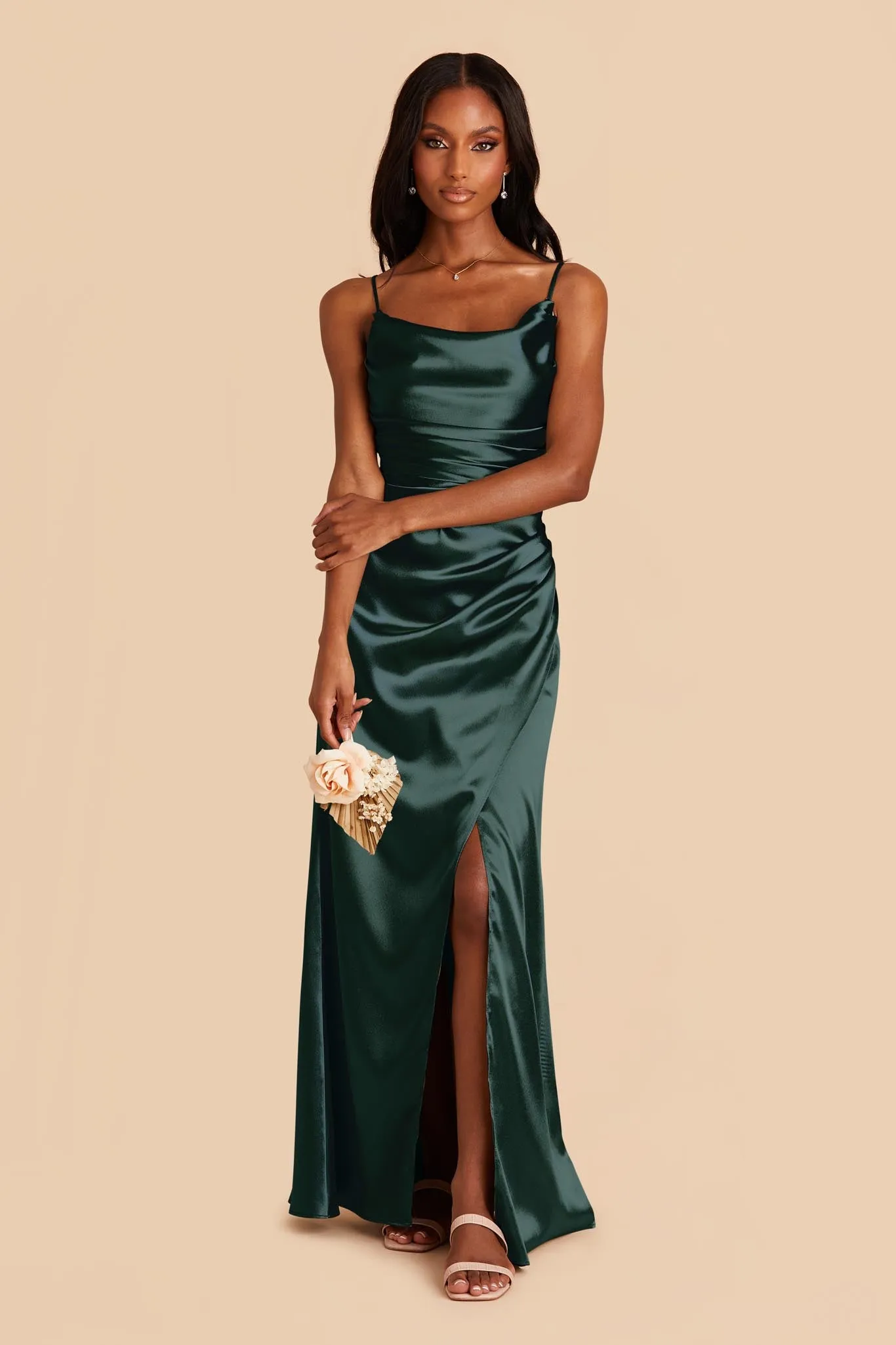 Lydia Shiny Satin Dress - Emerald sold by Birdy Grey product image thumbnail 3