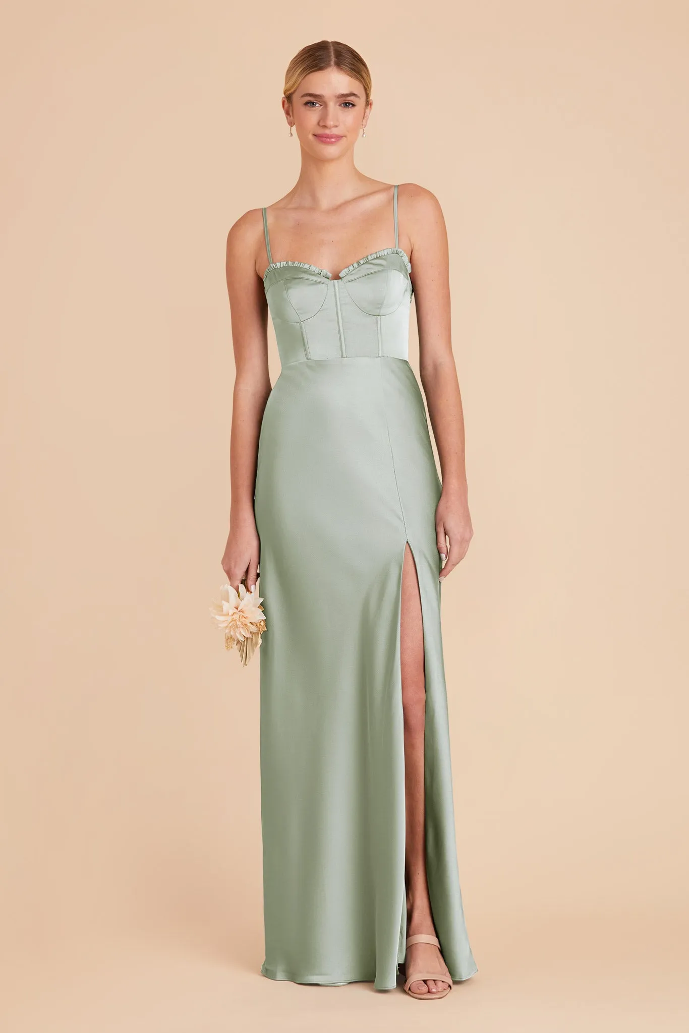 Jessica Matte Satin Dress - Sage sold by Birdy Grey