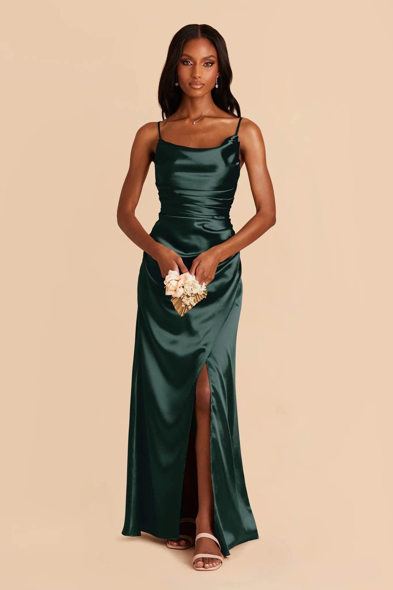 Lydia Shiny Satin Dress - Emerald sold by Birdy Grey product image thumbnail 4